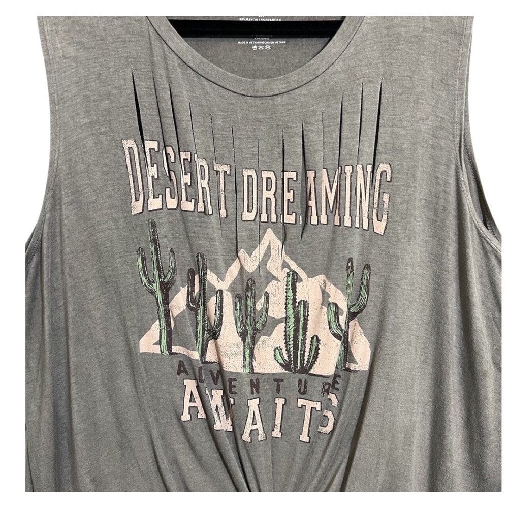 Homegirl Society Plus Size Boho Gray Distressed Desert Dreaming Top Size 2X NWT - Picture 3 of 8